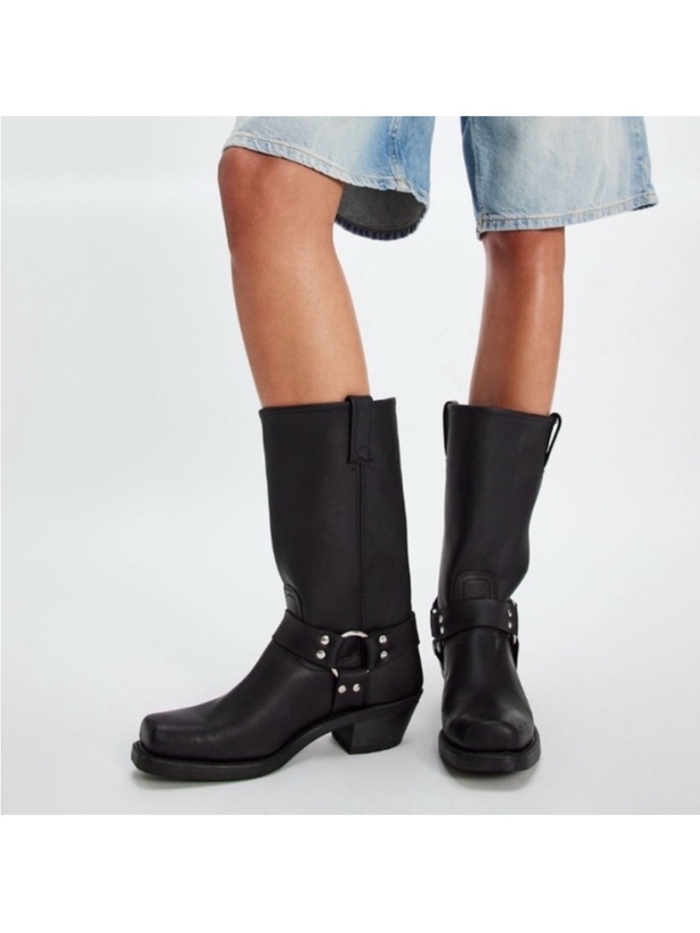 Frye Harness Boots 12R Black, 7.5
